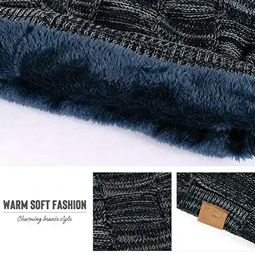 Vgogfly Slouchy Beanie for Men Winter Hats for Guys Cool Beanies Mens Lined Knit Warm Thick Skully Stocking Binie Hat - 5