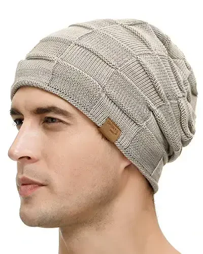 Vgogfly Slouchy Beanie for Men Winter Hats for Guys Cool Beanies Mens Lined Knit Warm Thick Skully Stocking Binie Hat - 3