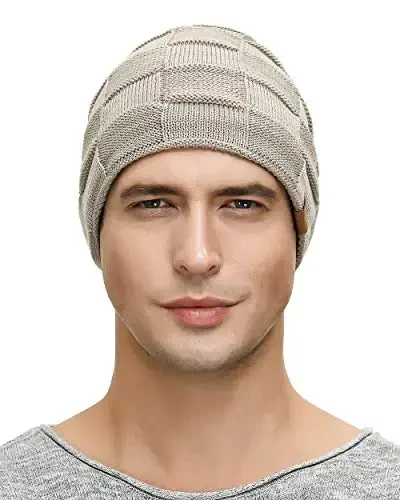 Vgogfly Slouchy Beanie for Men Winter Hats for Guys Cool Beanies Mens Lined Knit Warm Thick Skully Stocking Binie Hat - 4