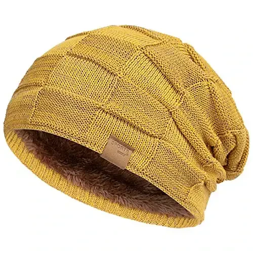 Vgogfly Slouchy Beanie for Men Winter Hats for Guys Cool Beanies Mens Lined Knit Warm Thick Skully Stocking Binie Hat - MODAZONE