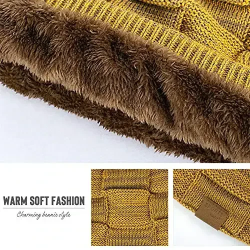 Vgogfly Slouchy Beanie for Men Winter Hats for Guys Cool Beanies Mens Lined Knit Warm Thick Skully Stocking Binie Hat - 5