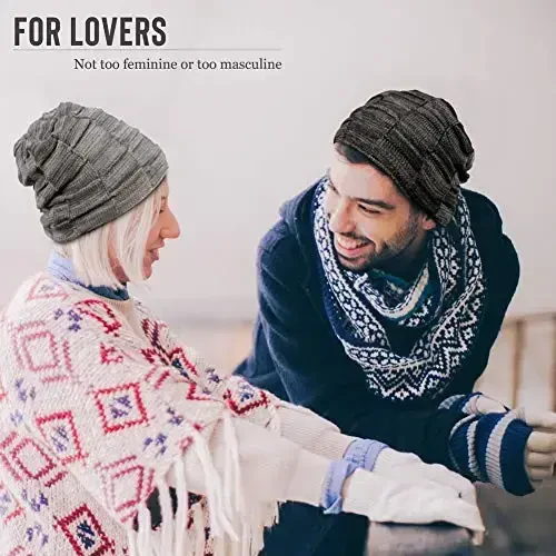 Vgogfly Slouchy Erkaklar uchun Qishki Shapka Yigitlar uchun Salqin Do'ppilar Erkaklar uchun Qoplamali Trikotajli Issiq Qalin череп Stocking Binie Şapka - 6