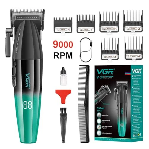 VGR 003 Fresh Fade Hair Clipper, Professional Hair Trimmer, Cord/Cordless Rechargeable Hair Cutting Tools with LED Display, Gift for Men - VGR