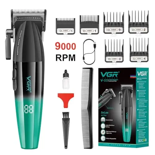 VGR 003 Fresh Fade soch olish mashinkasi, Professional Soch Tarovchi, LED Displayli Kabel/Simsiz Qayta Zaryadlanuvchi Soch Qirqish Asboblari, Erkaklar uchun Sovg‘a - 1