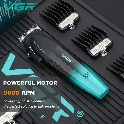 VGR 003 Fresh Fade soch olish mashinkasi, Professional Soch Tarovchi, LED Displayli Kabel/Simsiz Qayta Zaryadlanuvchi Soch Qirqish Asboblari, Erkaklar uchun Sovg‘a - 3
