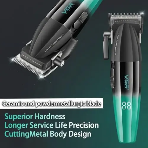 VGR 003 Fresh Fade soch olish mashinkasi, Professional Soch Tarovchi, LED Displayli Kabel/Simsiz Qayta Zaryadlanuvchi Soch Qirqish Asboblari, Erkaklar uchun Sovg‘a - 3