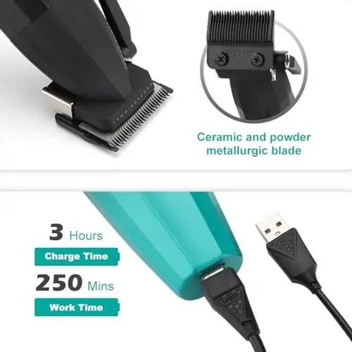 VGR 003 Fresh Fade Hair Clipper, Professional Hair Trimmer, Cord/Cordless Rechargeable Hair Cutting Tools with LED Display, 9000 RPM Barber Clippers, Green - VGR (1)