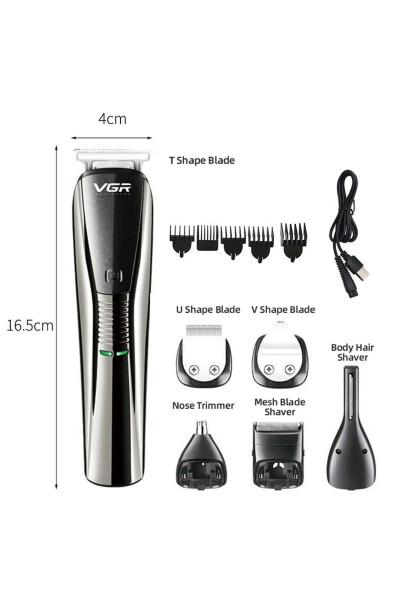 Vgr 6-in-1 Washable Multifunctional Professional Shaving Set - 8