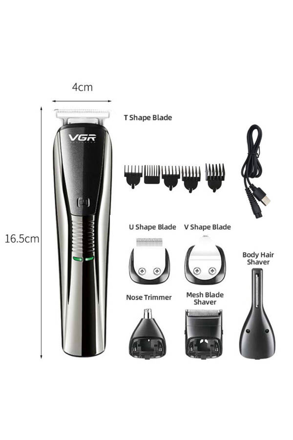 Vgr 6-in-1 Washable Multifunctional Professional Shaving Set - 8