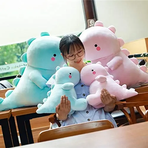 VHYHCY Cute Dinosaur Plush Toys, Fat Dinosaur Stuffed Animals Dolls, Soft Plush Dino Plushie, Birthday Gifts for Kids Girls Boys Pink 12 inch - 4