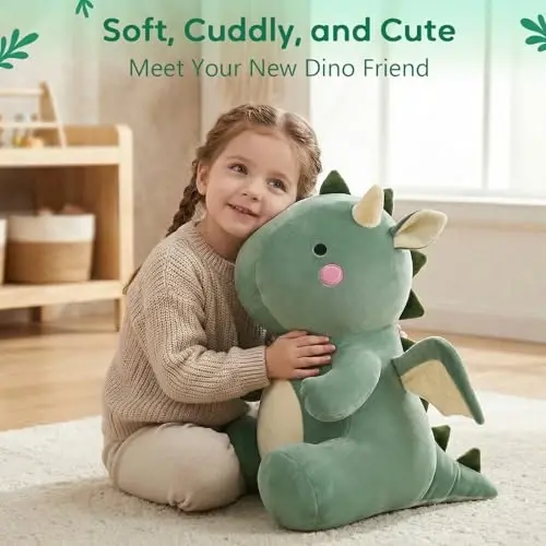 VHYHCY Cute Dinosaur Plush Toys, Fat Dinosaur Stuffed Animals, Soft Dragon Plush Dino Plushie, Birthday Gifts for Kids Girls Boys Green 20 inch - VHYHCY (1)