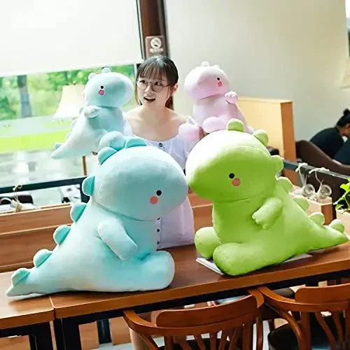 VHYHCY Cute Dinosaur Plush Toys, Fat Dinosaur Stuffed Animals Toys Dolls, Soft Plush Stuffed Animal Dino Plushie, Birthday Gifts for Kids Girl Boys Green 12 inch - 5