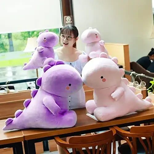 VHYHCY Cute Dinosaur Plush Toys, Fat Dinosaur Stuffed Animals Toys Dolls, Soft Plush Stuffed Animal Dino Plushie, Birthday Gifts for Kids Girls Boys Purple 20 inch - 6