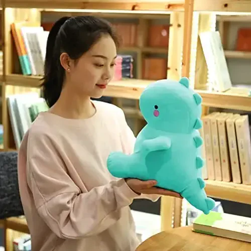 VHYHCY Cute Dinosaur Plush Toys, Fat Dinosaur Stuffed Animals Toys Dolls, Soft Plush Stuffed Animal Dino Plushie, Birthday Gifts for Kids Girls Boys Light Blue 12 inch - 5