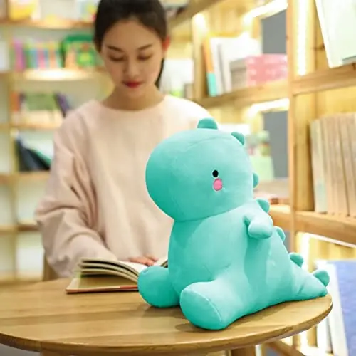 VHYHCY Cute Dinosaur Plush Toys, Fat Dinosaur Stuffed Animals Toys Dolls, Soft Plush Stuffed Animal Dino Plushie, Birthday Gifts for Kids Girls Boys Light Blue 12 inch - 4