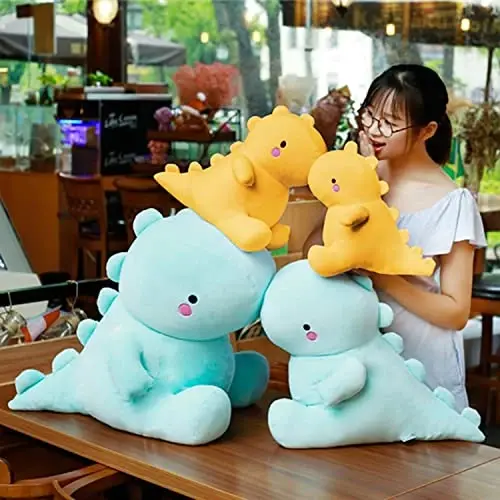 VHYHCY Cute Dinosaur Plush Toys, Fat Dinosaur Stuffed Animals Toys Dolls, Soft Plush Stuffed Animal Dino Plushie, Birthday Gifts for Kids Girls Boys Yellow 20 inch - 4