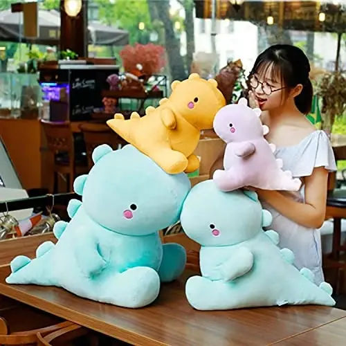VHYHCY Cute Dinosaur Plush Toys, Fat Dinosaur Stuffed Animals Toys Dolls, Soft Plush Stuffed Animal Dino Plushie, Birthday Gifts for Kids Girls Boys Yellow 20 inch - 5