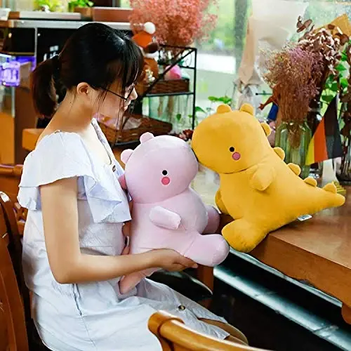 VHYHCY Cute Dinosaur Plush Toys, Fat Dinosaur Stuffed Animals Toys Dolls, Soft Plush Stuffed Animal Dino Plushie, Birthday Gifts for Kids Girls Boys Yellow 12 inch - 4