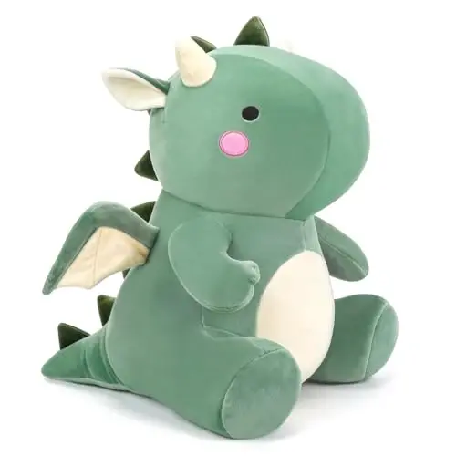 VHYHCY Yoqimli Dinozavr Plyush O'yinchoqlari, Semiz Dinozavr To'ldirilgan Hayvonlar, Yumshoq Ajdarho Plyush Dino Plushie, Bolalar Qizlar O'g'il bolalar uchun tug'ilgan kun sovg'alari Yashil 8 dyuym - VHYHCY