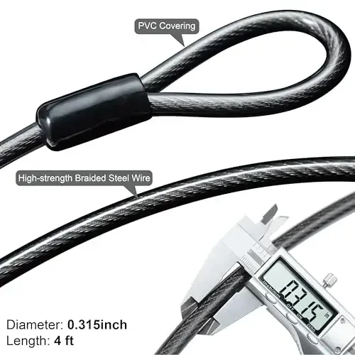 Via Velo Bike U-Lock with Cable, Heavy Duty Anti-Theft Bicycle U Locks with 8mm Braided Steel and 3 Keys, 4ft Length Security Cable for Bike, Scooter Mountain Road Bike - 5