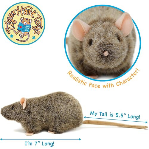 VIAHART Reuben The Rat - 7 Inch Stuffed Animal Plush Mouse - by TigerHart Toys - TigerHart (1)