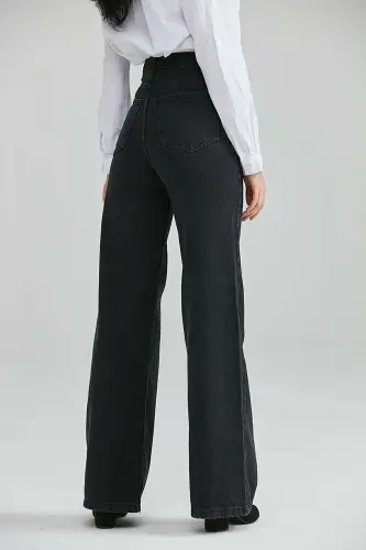 Viana Extra Yüksek A.c.a.i.p S.o.l.m.a.z Siyah Salaş Jeans Palazzo Pantolon - syahhh33 - BROSERER (1)