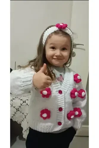 Вязаный детский кардиган белый-БЕЛЫЙ - 1