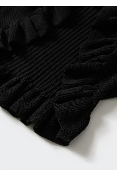 Вязаный кардиган с рюшами - 6