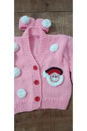 ВЯЗАНЫЙ КРЮЧКОМ ДЕТСКИЙ КАРДИГАН - Розовый - EL ÖRGÜSÜ CİCİ BEBE (1)