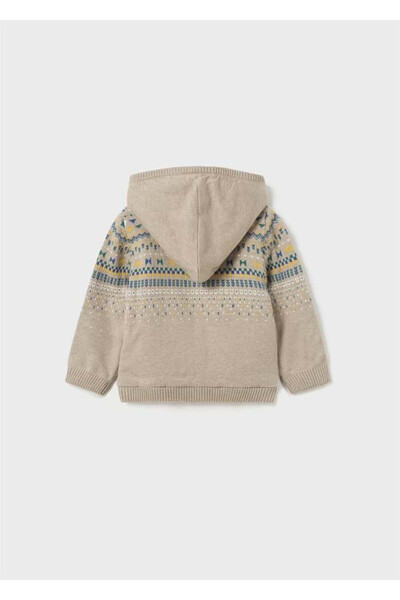 Вязаный пуловер для мальчика с меховой подкладкой и молнией - 4