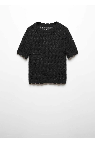 Вязаный свитер с ажурными деталями - 3