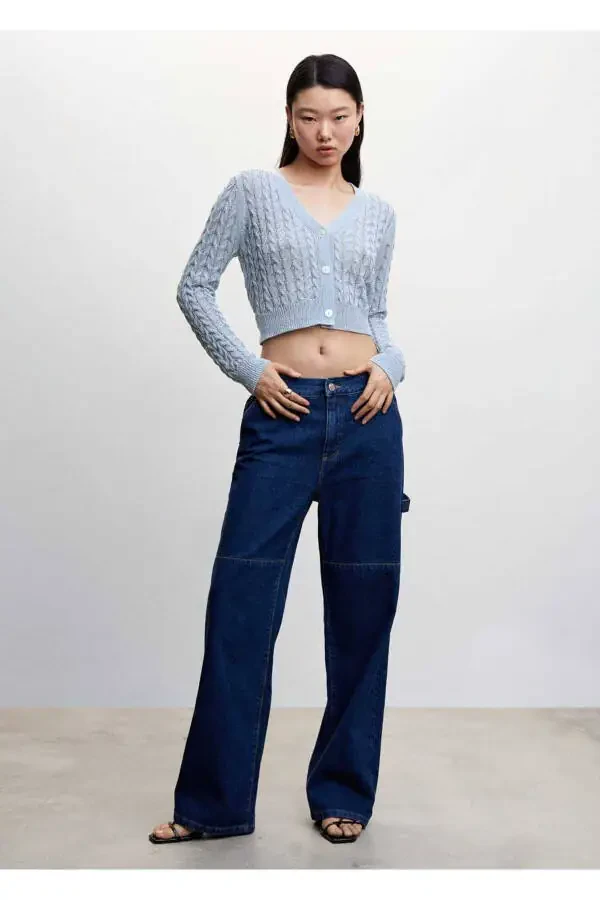 Вязаный узорчатый укороченный кардиган - 2