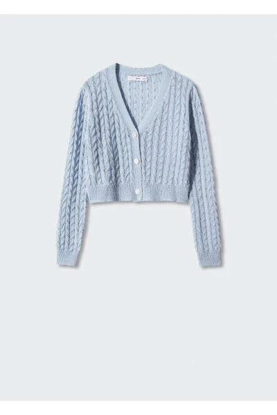 Вязаный узорчатый укороченный кардиган - 3