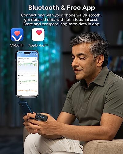 Vibeat Oxygen Meter Finger Pulse Oximeter, OxyLink Wearable Blood Oxygen Monitor for 12 Hours Continuous Tracking, Audio Reminder & Oxygen Level Report, Free APP - 5
