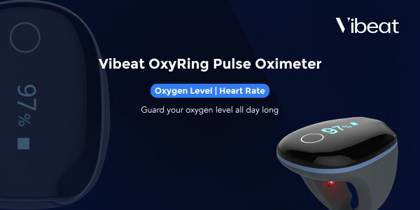 Vibeat OxyRing Continuous Oxygen Monitor - Bluetooth Pulse Oximeter with Real-time Reminder & Free PC Report, Wearable Finger Oxygen Meter for 16hrs Oxygen Level & Heart Rate Recording - 7