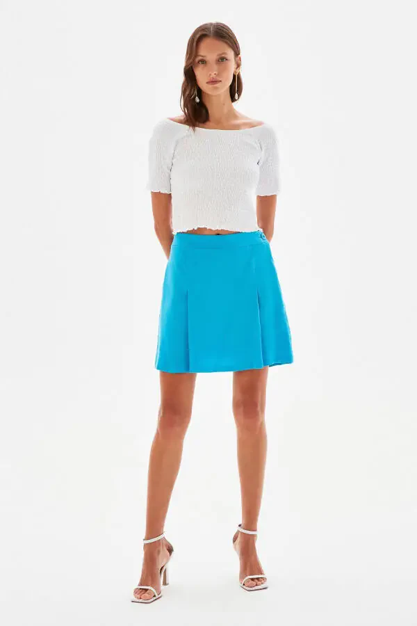 Vicki Pleated Mini Linen Skirt - 1