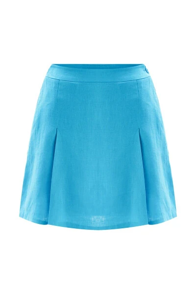 Vicki Pleated Mini Linen Skirt - 6