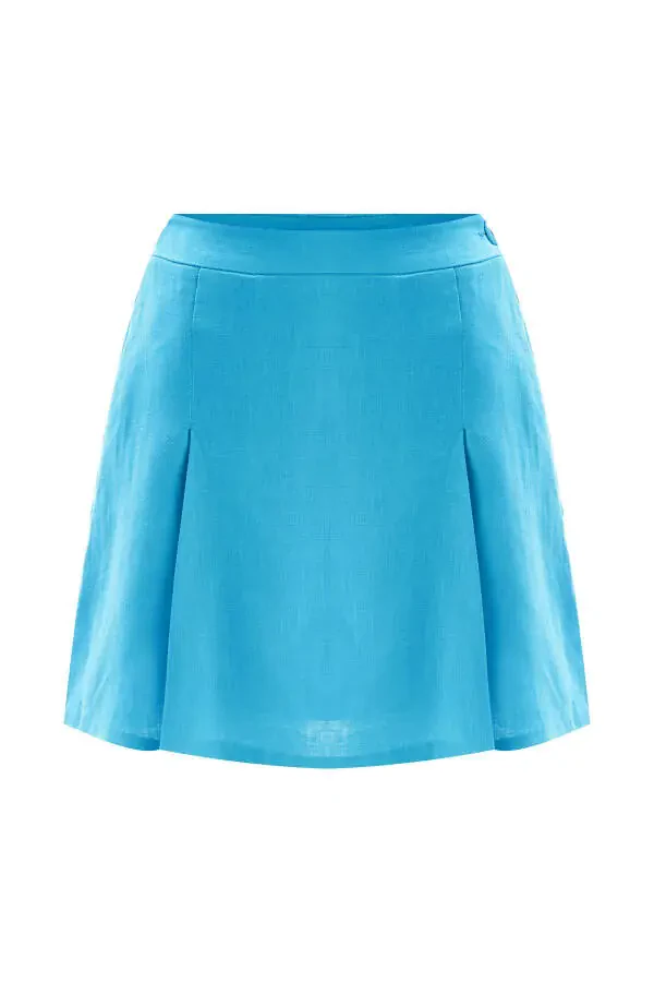 Vicki Pleated Mini Linen Skirt - 6