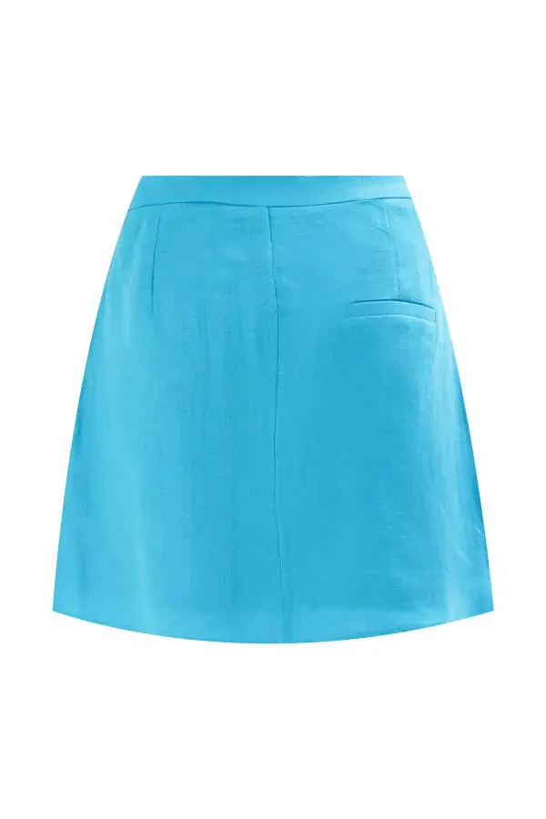 Vicki Pleated Mini Linen Skirt - 7