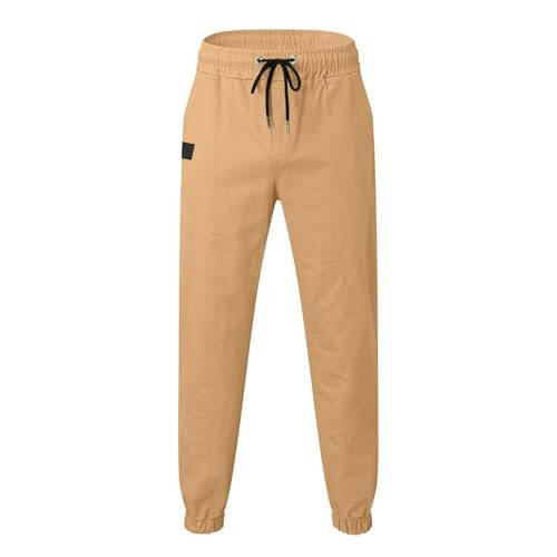 Vickyleb Men's Casual Joggers Pants Drawstring Cotton Chino Tapered Cargo Pants Outdoor Hiking Jogging Sweatpants - 2