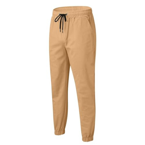 Vickyleb Men's Casual Joggers Pants Drawstring Cotton Chino Tapered Cargo Pants Outdoor Hiking Jogging Sweatpants - 3