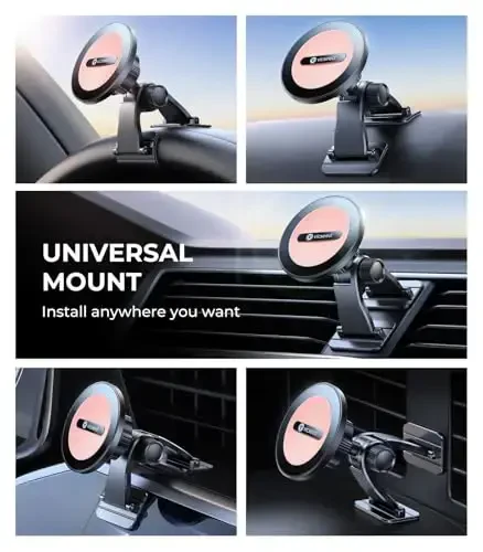 VICSEED 2025 MagSafe avtomobil kronshteyni uchun yangilanish [Eng kuchli asboblar paneli yopishtiruvchi va 25N magnit] Avtomobilingiz uchun mobil telefon ushlagichlari, barcha smartfonlar va transport vositalari uchun 360° sozlanishi telefon ushlagichi kronshteyni - 2