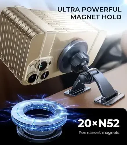VICSEED 2025 MagSafe avtomobil ushlagichi uchun yangilanish [Eng kuchli asboblar paneli yopishtiruvchisi & 25N magnit] Avtomobilingiz uchun mobil telefon ushlagichlari, barcha smartfonlar va transport vositalari uchun 360° sozlanishi telefon ushlagichi - 4