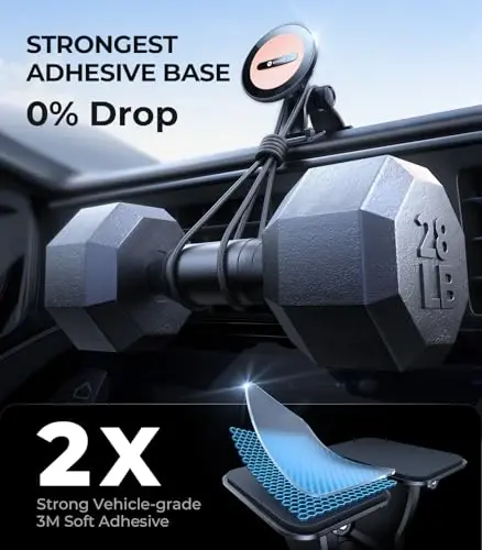 VICSEED 2025 Upgrade for MagSafe Car Mount [Strongest Dashboard Adhesive & 25N Magnetic] Cell Phone Holders for Your Car, 360° Adjustable Phone Holder Mount for All Smartphones & Vehicles - 3