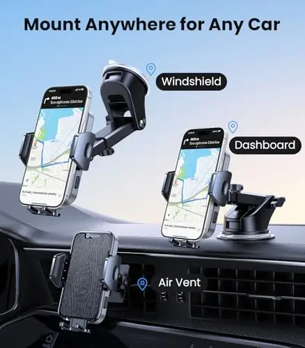 VICSEED 2026 Upgraded Car Phone Mount [98+LBS Strongest Suction] 360° Adjustable Phone Holders for Your Car Dashboard Windshield Vent, Universal for iPhone & Android Large Phones - VICSEED (1)