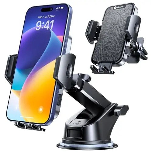 VICSEED 2026 Upgraded Car Phone Mount [98+LBS Strongest Suction] 360° Adjustable Phone Holders for Your Car Dashboard Windshield Vent, Universal for iPhone & Android Large Phones - VICSEED