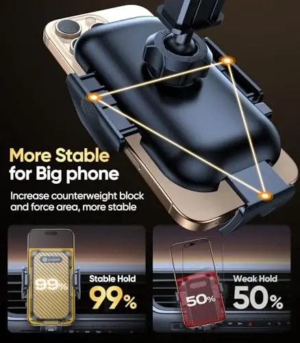 VICSEED Gold Phone Holders for Your Car, [True Military-Grade Strongest Suction Power], 3-in-1 Dashboard Windshield Vent, Truck Boat Stand Cell Phone Mount for iPhone Android All Phones - 5