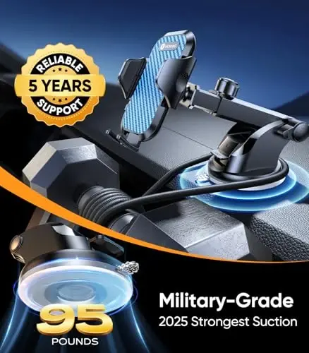 VICSEED Blue Phone Holders for Your Car [Upgraded True Military-Grade Strongest Suction] Cell Phone Mount for Car Dashboard Windshield Vent Truck Boat Stand Adjustable for iPhone Android Smartphones - 3