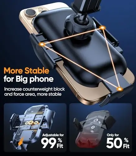 VICSEED Blue Phone Holders for Your Car [Upgraded True Military-Grade Strongest Suction] Cell Phone Mount for Car Dashboard Windshield Vent Truck Boat Stand Adjustable for iPhone Android Smartphones - 4