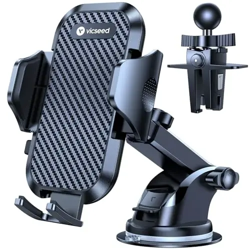 VICSEED Blue Phone Holders for Your Car [Upgraded True Military-Grade Strongest Suction] Cell Phone Mount for Car Dashboard Windshield Vent Truck Boat Stand Adjustable for iPhone Android Smartphones - 1